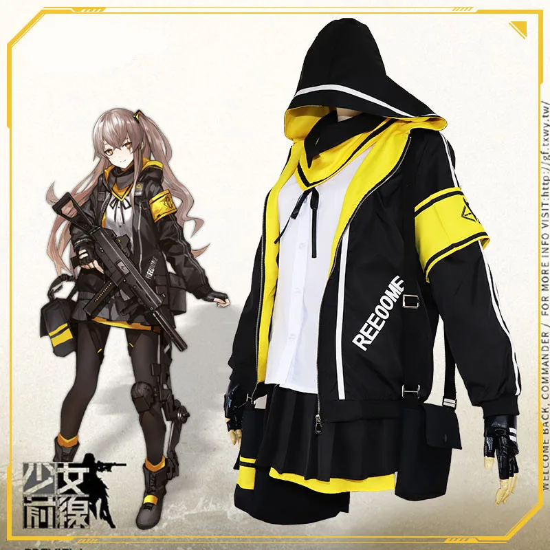 

2019 Hot Game Girls Frontline Ump45 Cosplay in maiden Costume Battle Unifrom Full Set For Christmas Ump45 backpack wig Cosplay