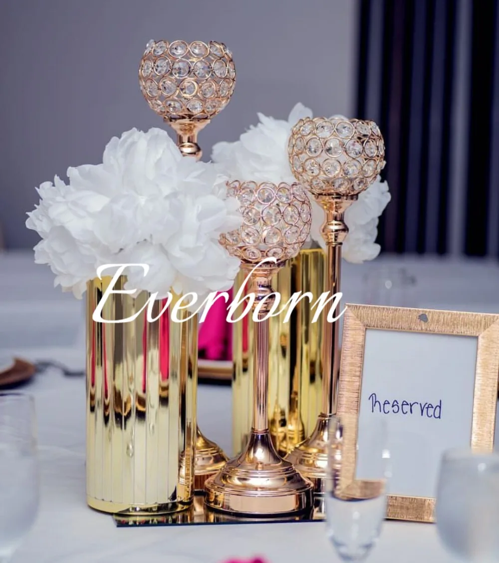Crystal Candle Holders Set Metal Candlestick Wedding Party Stand Table Centerpieces Home Holiday Decoration Candelabra | Дом и сад
