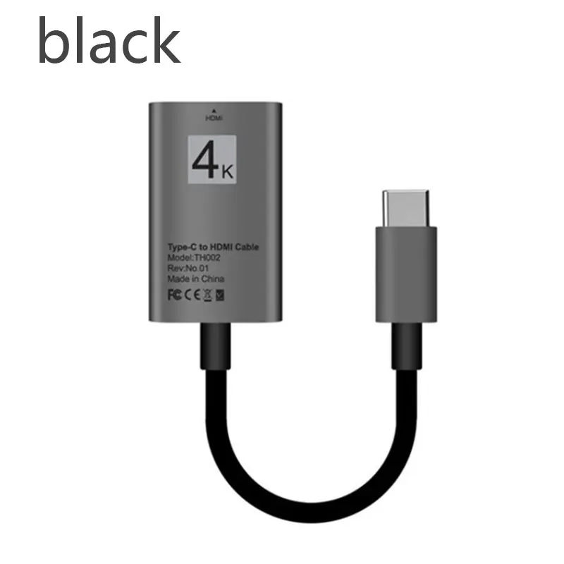 Тип C к адаптеру HDMI 4 K Тип usb-C 3,1 мужчин и женщин HDMI конвертер HDTV для Macbook huawei P20 samsung S8 - Цвет: Черный