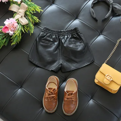 Шорты Lederhosen из искусственной кожи для девочек весна осень универсальные модные