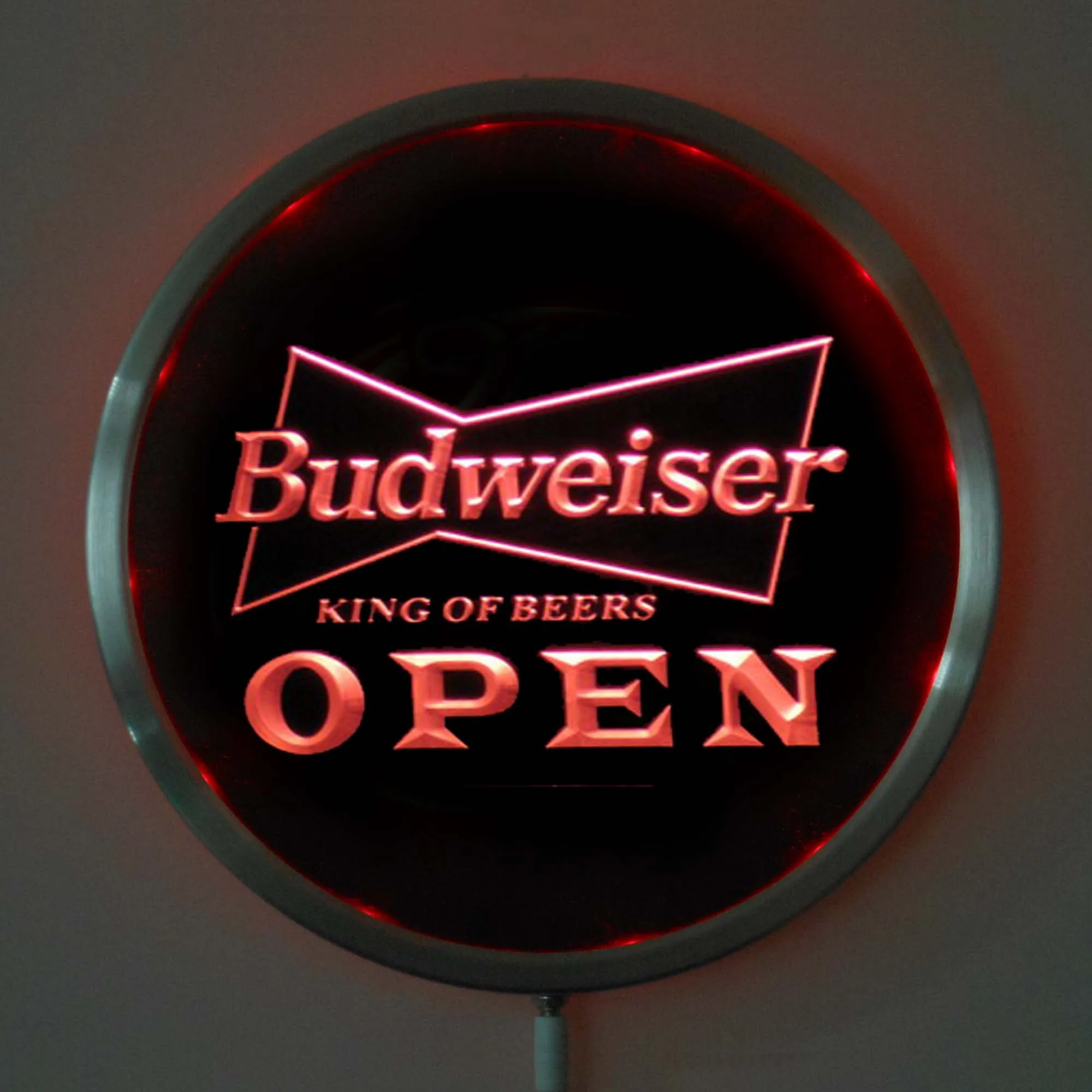 

rs-a0113 Budweiser OPEN LED Neon Round Signs 25cm/ 10 Inch - Bar Sign with RGB Multi-Color Remote Wireless Control Function