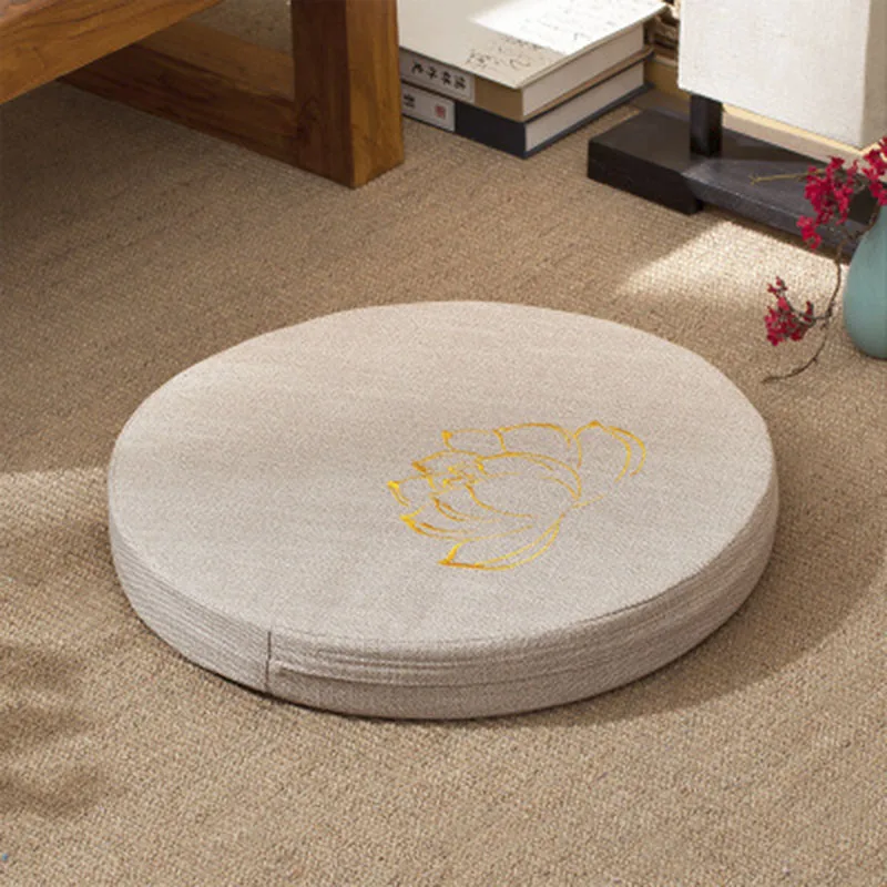L124-KAYIYO Round Chair Pillow Cotton Linen Cushion Meditation Cushion Yoga Mat Meditation Tatami Cushion Cushion Playing (6)
