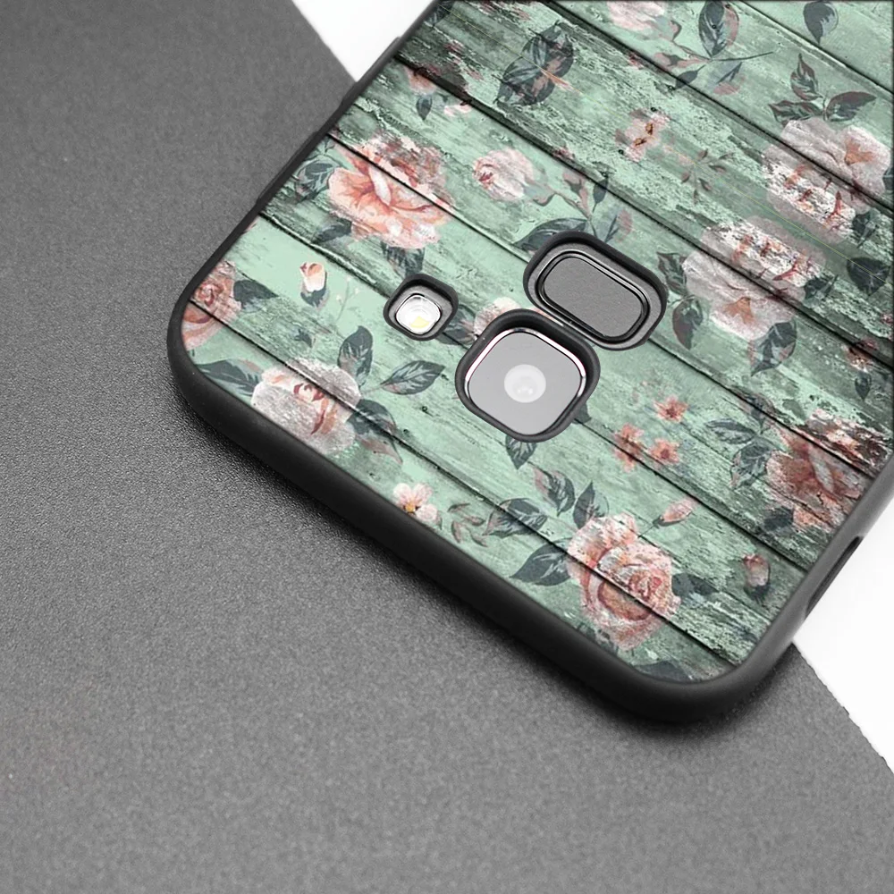 Silicone TPU Case for Samsung Galaxy J4 J6 A6 A8 Plus A7 A9 J8 2018 A5 2017 Soft Cover Shell Floor wooden timber Wood And Flower