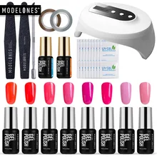 Набор гелевых лаков Modelones для дизайна ногтей, светодиодная лампа, маникюрные инструменты, наборы, Полупостоянный светодиодный Гибридный гель 36, УФ-лампа для ногтей, наборы гелей для ногтей