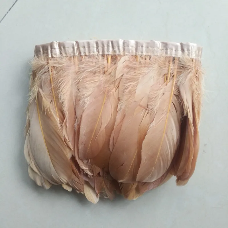 

Wholesale 2 yards Light brown goose feather ribbon 15-20 cm DIY trimming clothing hat belt cock feather cloth with decoration