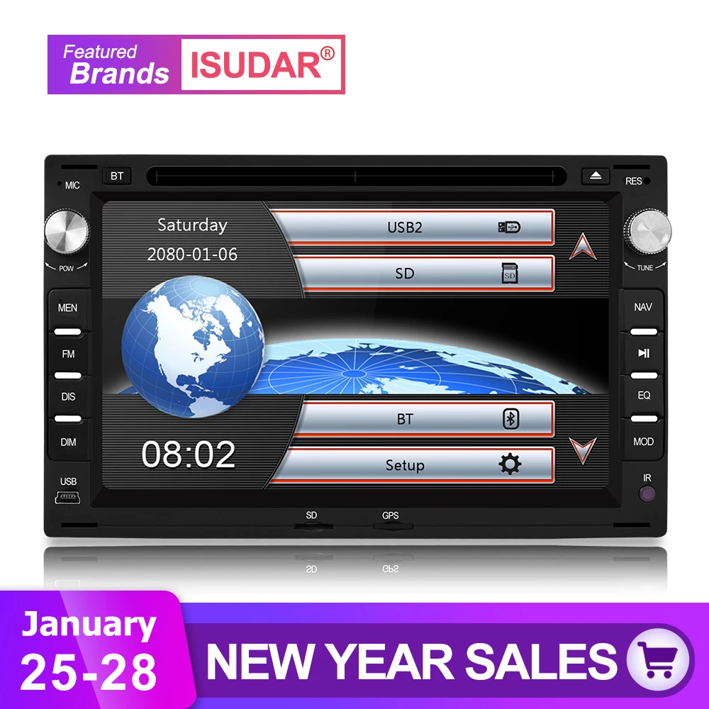 Billige Isudar Auto Multimedia Player GPS 2 Din 7 Zoll Für VW Volkswagen PASSAT B5 MK5 GOLF POLO TRANSPORTER Radio fm BT 1080 P Ipod Karte