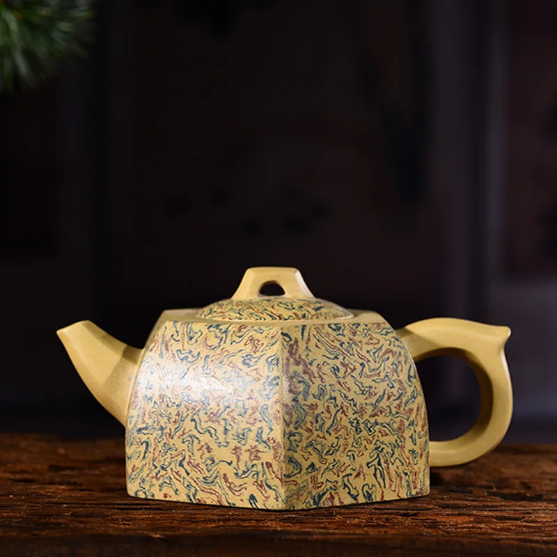 

Teapot Quality Goods Famous Kettle Pure Manual Raw Ore Section Mud Clay Six Square Well Pot Kungfu Online Teapot Tea Set