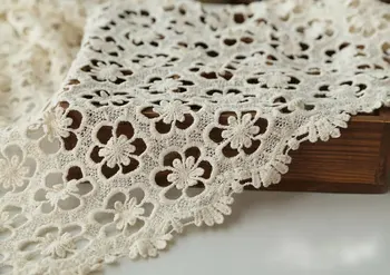 

cream cotton lace fabric crochet lace fabric 1yard