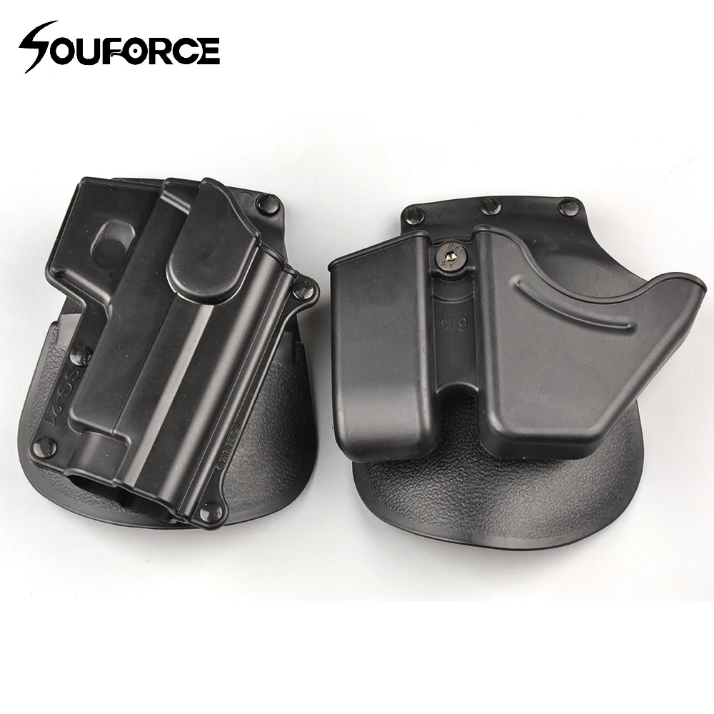 

Tactical CU9 Black Handcuff Holster Pistol Holster Double Stack Magazine Case Pouch for Hunting Accessories