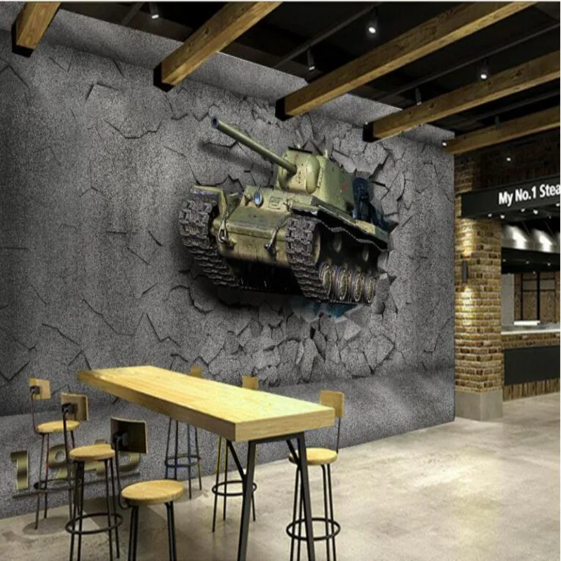 3D Tank Photo Wall paper Home Decor Murals 3D Living Room Bedroom Background  wallpaper for walls 3 d papel de parede beibehang forest chalet house papel de parede 3d custom photo wallpaper for walls 3 d large mural living room bedroom wall paper