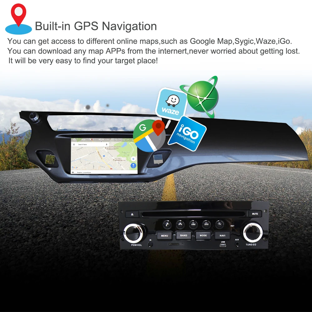 Top Octa Core 32GROM Android8.1 Car Radio GPS Multimedia Player For Citroen C3 DS3 2010-2016 Auto DVD Audio Navigation Stereo WIFI 1