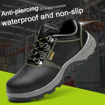 

ZK20 Cowhide Men's Breathable Steel Toe Cap Safety Shoes Outdoor Anti-slip Steel Construction Safety Boots Shoes Dropshipping