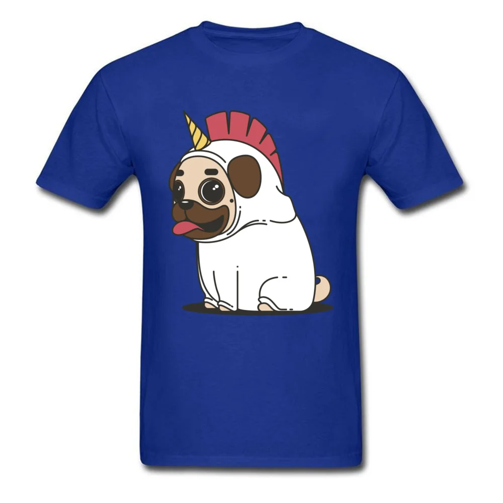 Tops & Tees Unicorn pug dog Father Day 2018 Newest Gift Short Sleeve 100% Cotton Round Collar Man T Shirt Gift Sweatshirts Unicorn pug dog blue