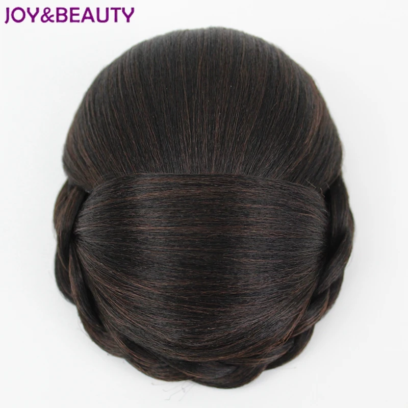 JOY&BEAUTY Gold Colors High Temperature Fiber Synthetic Hair Braided Chignon Clip In Hair Bun Womens Donut Roller Hair Piece