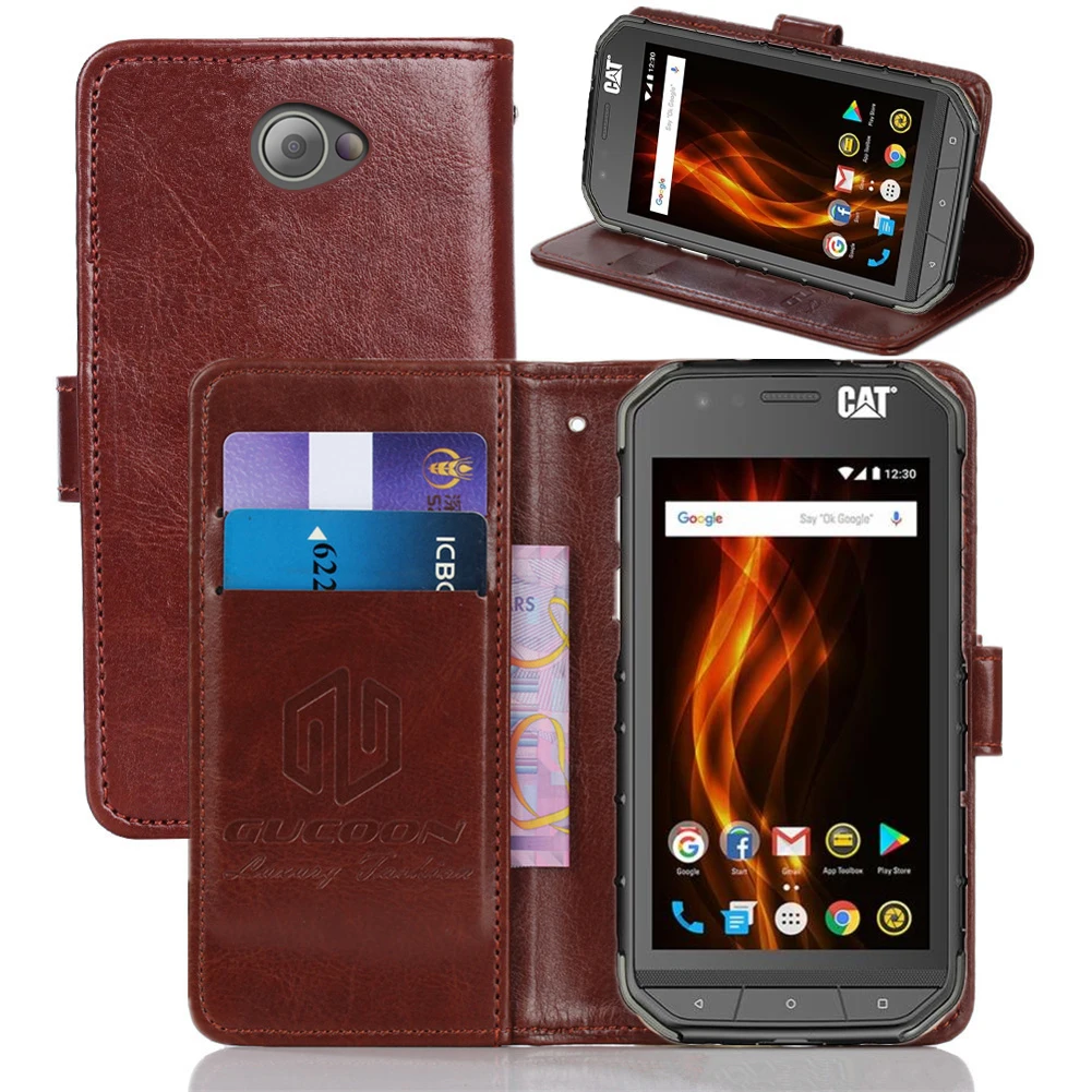 

GUCOON Vintage Wallet Case for Caterpillar Cat S31 4.7inch PU Leather Retro Flip Cover Magnetic Fashion Cases Kickstand Strap