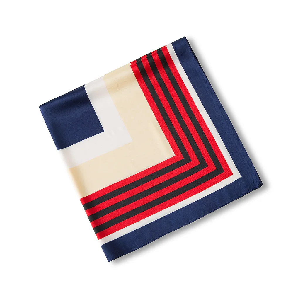 60-60 см шелковые Геометрические полосы унисекс стюардесса маленький квадратный шарф шаль шарфы женские Дизайнерские шарфы люксового бренда
