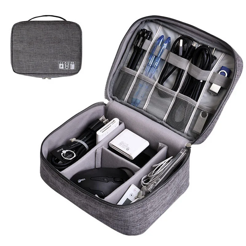 

Portable Data Cable Storage Bag Gray Travel Digital Receiving Bag Charger Protective Sheath Multifunctional Finishing Bags