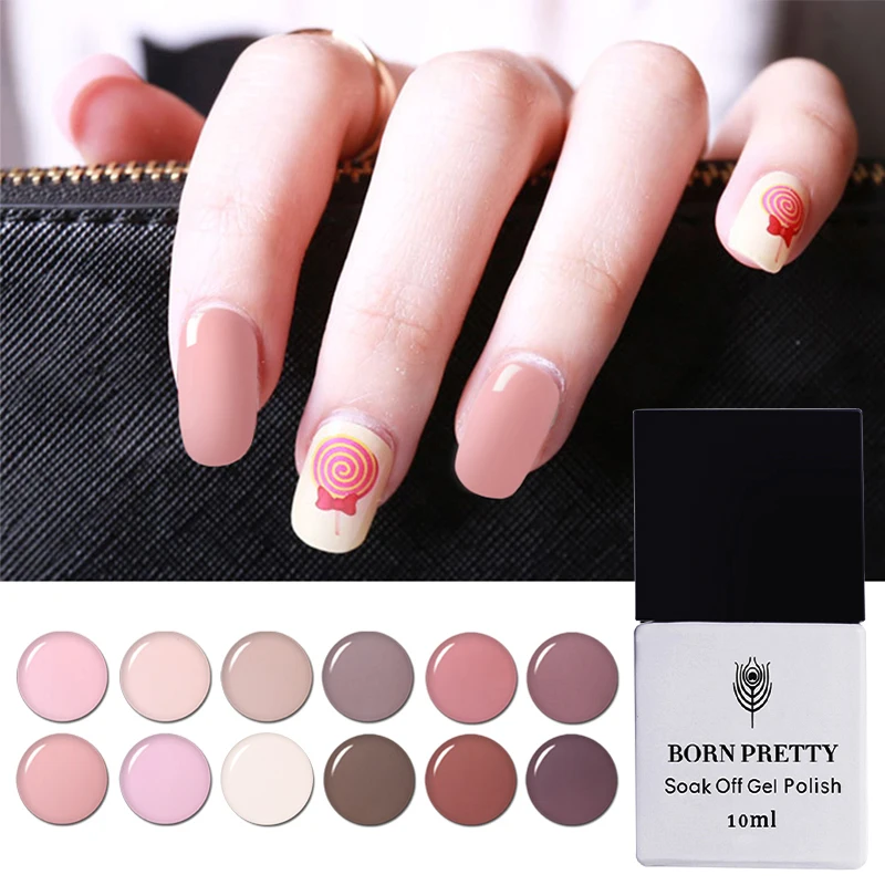 12 Bottles Nude Nail Gel Polish 10ml Soak Off UV Gel Polish Set 12 Colors BORN PRETTY Nail Art Polish Gel