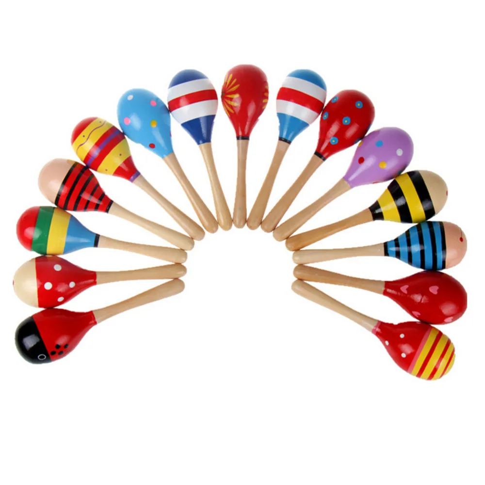 10pcs set Colorful Kids Wooden Ball Rattle Toy Sand Hammer Rattle Learning font b Musical b
