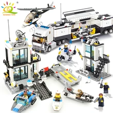 536pcs Building Blocks Police Station Prison Figures Compatible Legoed City Enlighten Bricks Toys For Children Trucks