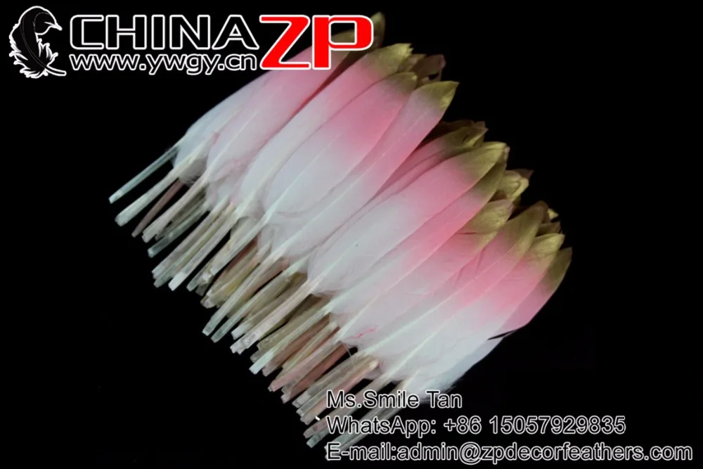 15 Baby Pink Gold dipped Baby Pink feathers (3)