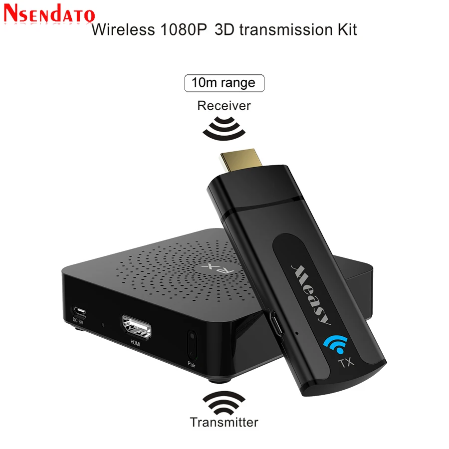 W2H Mini Wireless HDMI Transmitter Receiver Extender 1080P 3D 10M Wireless Audio Transmitter Sender Receiver for HDTV Projector