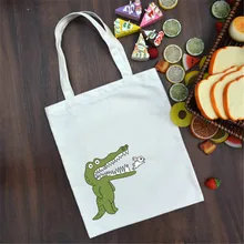 YILE Хлопок Холст Ткань сумка Экологичная для шоппинга с ручкой с принтом крокодила, птички, A06