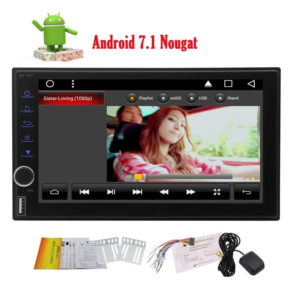 Best EinCar Double Din Android 7.1 in Dash Car Stereo Radio GPS Navigation Support WiFi Bluetooth Hands free OBD2 3G 4G Dual Cam in