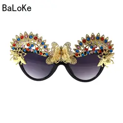 2018 новый бренд барокко кошачий глаз цветы белые солнцезащитные очки Роскошные Для женщин камней солнце пляж со стразами очки подарок # D2065