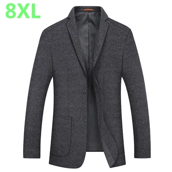 

Autumn winter Large Size business coat add fertilizer increased Big Size male casual suit jacket loose fat 8XL fat male jacket
