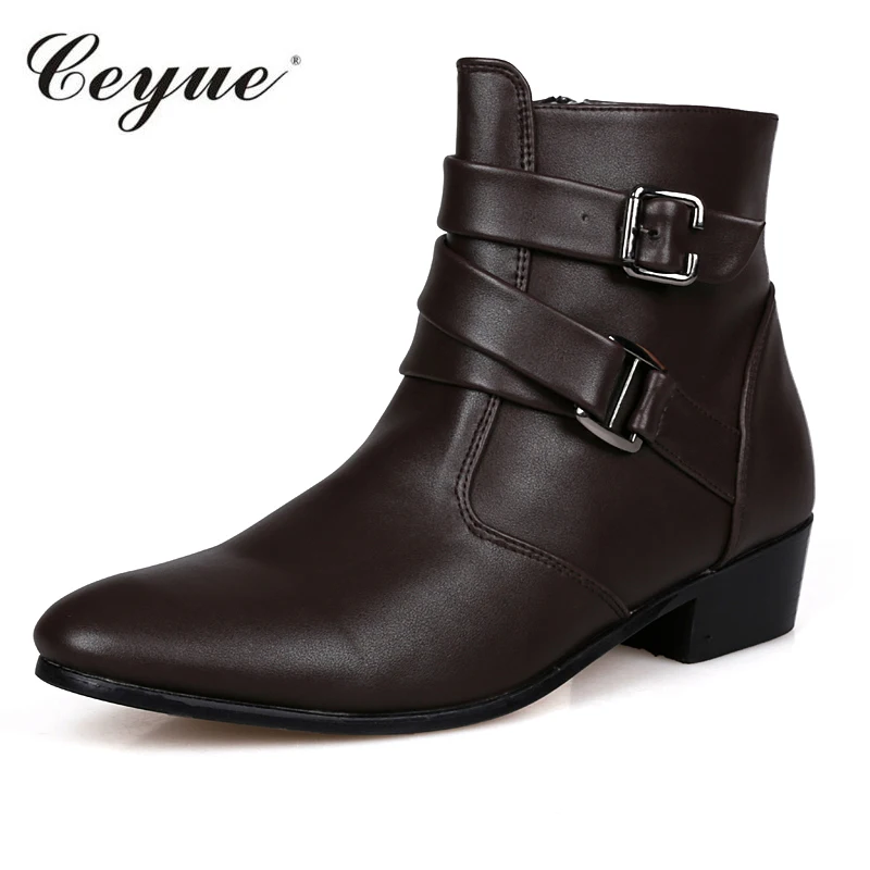 

Men Boots High Quality PU Leather Casual Boots Motorcycle High top Leather Shoes Working Fahsion Snow Boots Essential Shoes