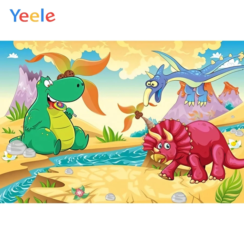 

Yeele Baby Happy Birthday Party Cartoon Dinosaur Animal Photography Backgrounds Custom Photographic Backdrop For Photo Studio