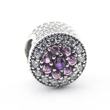 Подвески DIY подходит для браслетов Pandora Стерлинговое Серебро 925 пробы-ювелирные изделия ослепительные цветочные бусины с разноцветным кубическим цирконием
