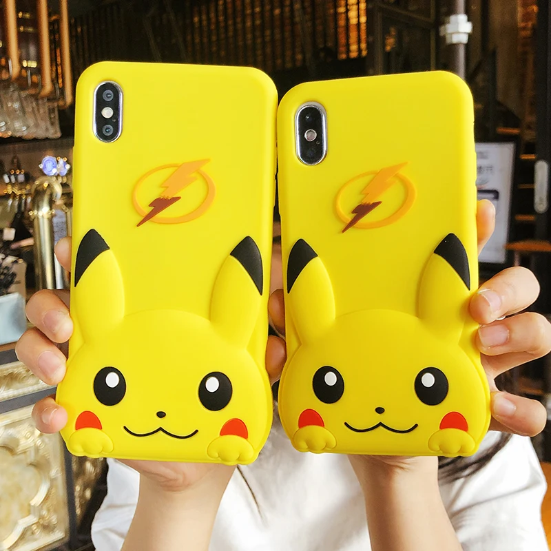 

For iPhone XS max XR X Cute Pikachue phone Cases For iphone 8plus 7 7plus 8 6 6S 6Splus kawaii soft silicone back cover