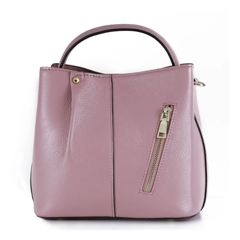 

2019 new head Cowhide bucket bag litchi grain leather fashion hundred single shoulder oblique cross handbag