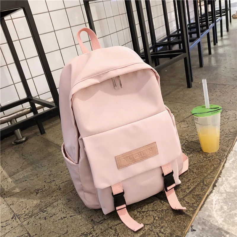 Большой Студенческий рюкзак, школьная сумка для девочек-подростков, женская сумка, нейлоновая водонепроницаемая сумка, Молодежный консервативный стиль - Цвет: Розовый