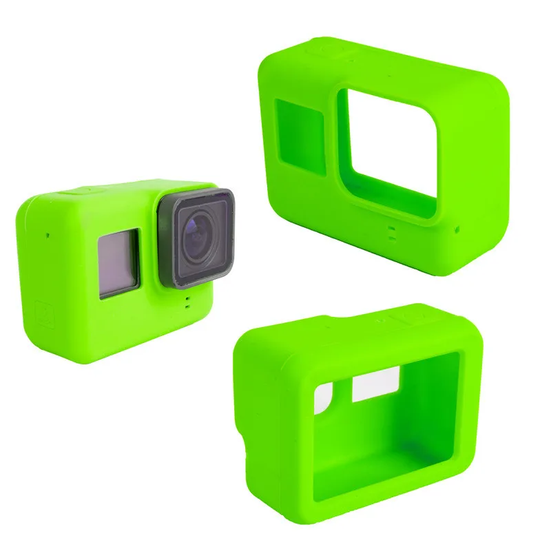 Действий Камера чехол Защитный силиконовый чехол кожи+ объектив Кепки крышка Камера аксессуары для GoPro Hero 5/6 черный - Цвет: Зеленый цвет
