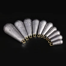 Hot 10 Pcs/Lot Water Drop Lead Sinker Fishing Tackle Fishing Rods Tools Metal Lead Sheath Tube Kits Accessories Weights 10g-150g