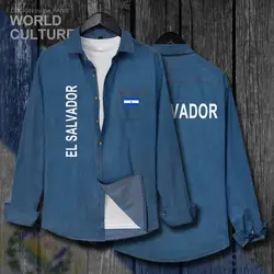 El Salvador Salvadoran SLV мужские флаги топы Осенние хлопковые джинсы с отложным воротником рубашка с длинным рукавом ковбойская модная новая одежда