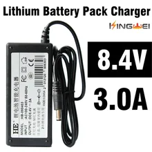 KingWeiEU UK US plug 18650 литиевая батарея 8,4 в, 3 а зарядное устройство с 1,2 м проводной источник питания для налобного фонаря