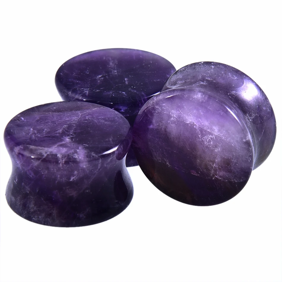2 шт натуральный фиолетовый камень беруши и тоннели ушные датчики Носилки Пирсинг ореха пирсинг ювелирные изделия