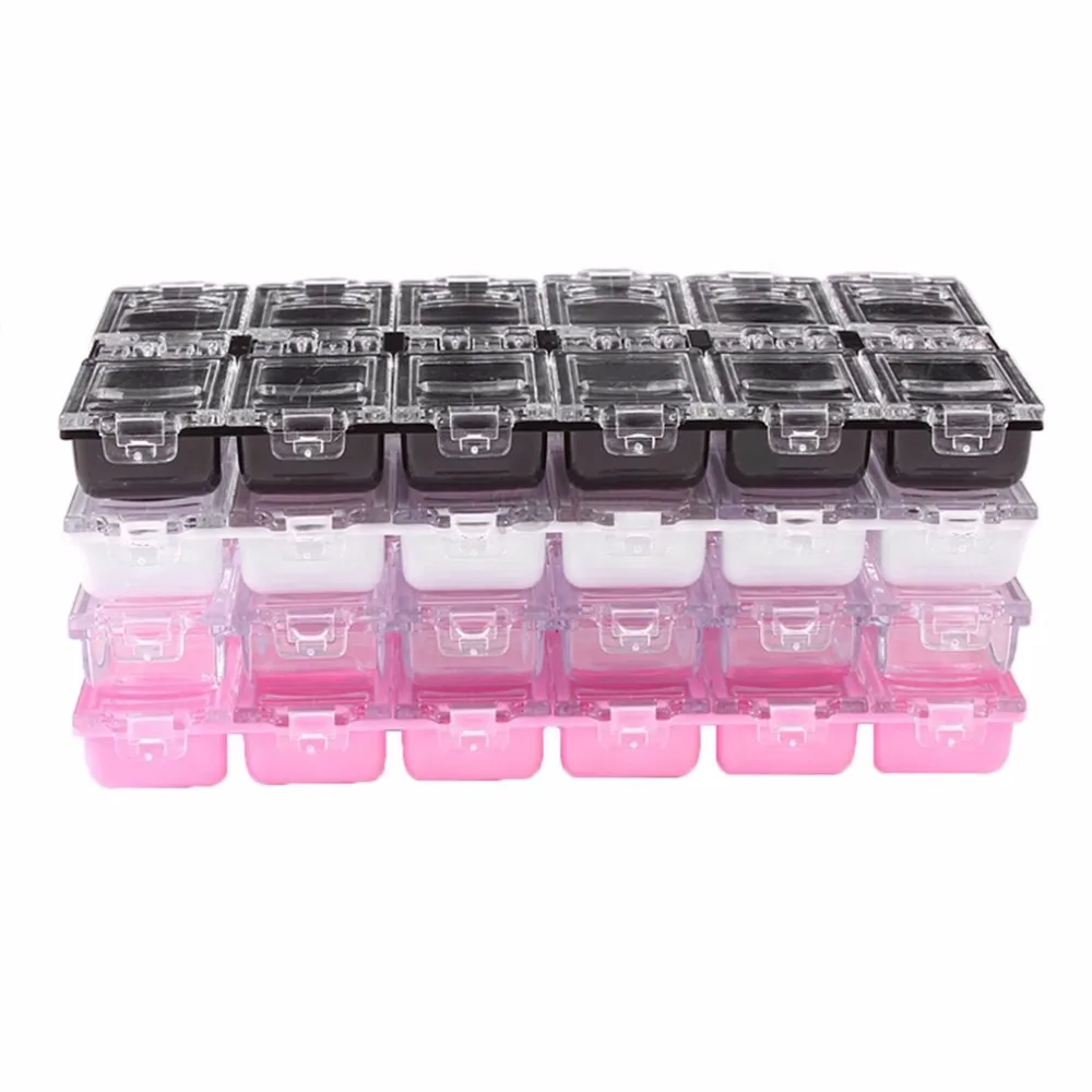 

12 Slots Nail Art Empty Acrylic Storage Box Rhinestone Decoration Beads Accessories Container Packaging Display Case Organizer