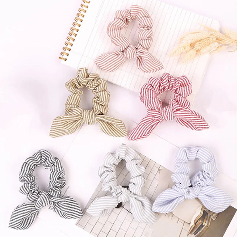 

1PC Women Summer Stripe Hairbands Scrunchie Hair Rope Tie Hair Ribbons Ponytail Maker Braider Headbands Accessories
