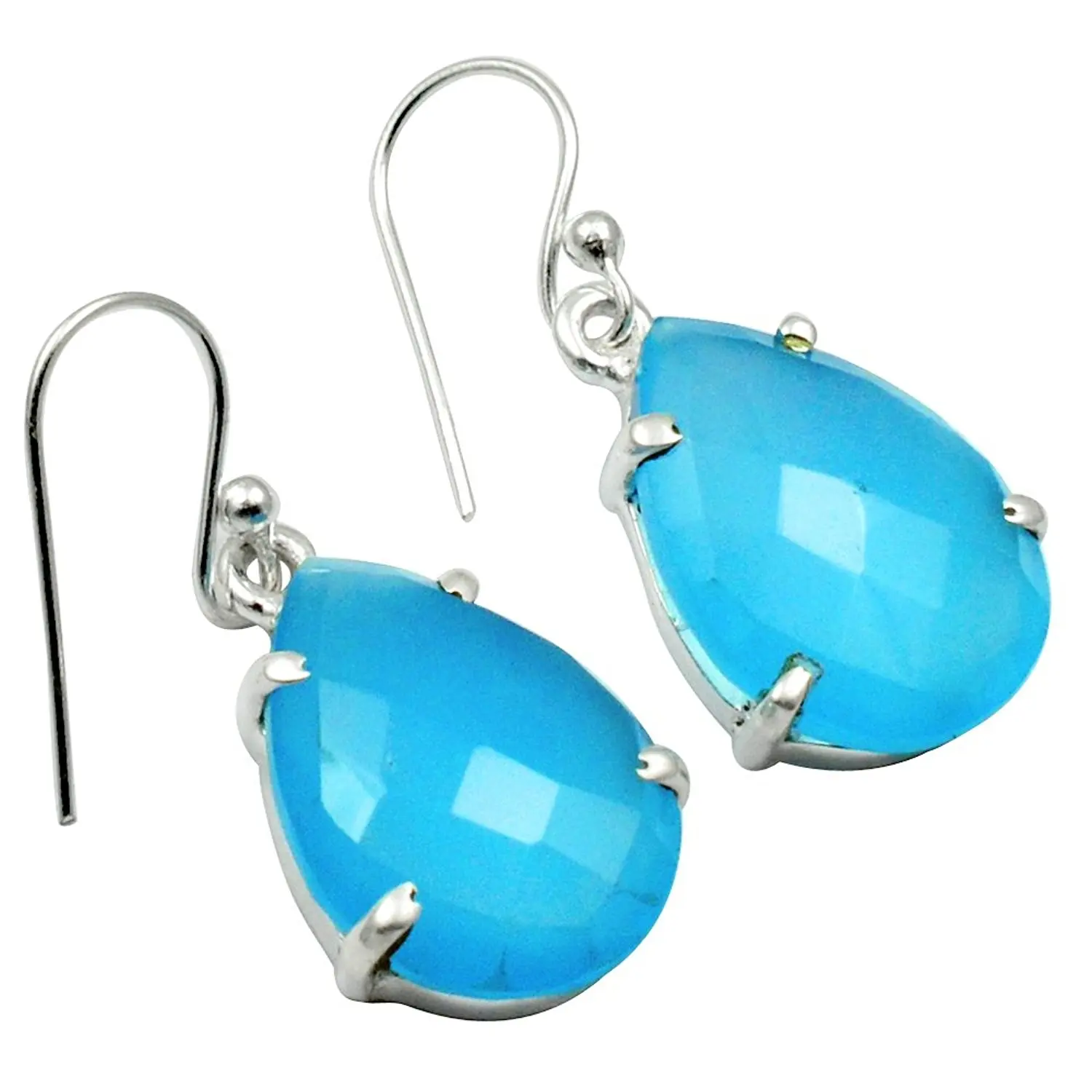 Lovegem Genuine Chalcedony EARRINGS 925 Sterling Silver, 31mm, AE1997in Earrings from Jewelry