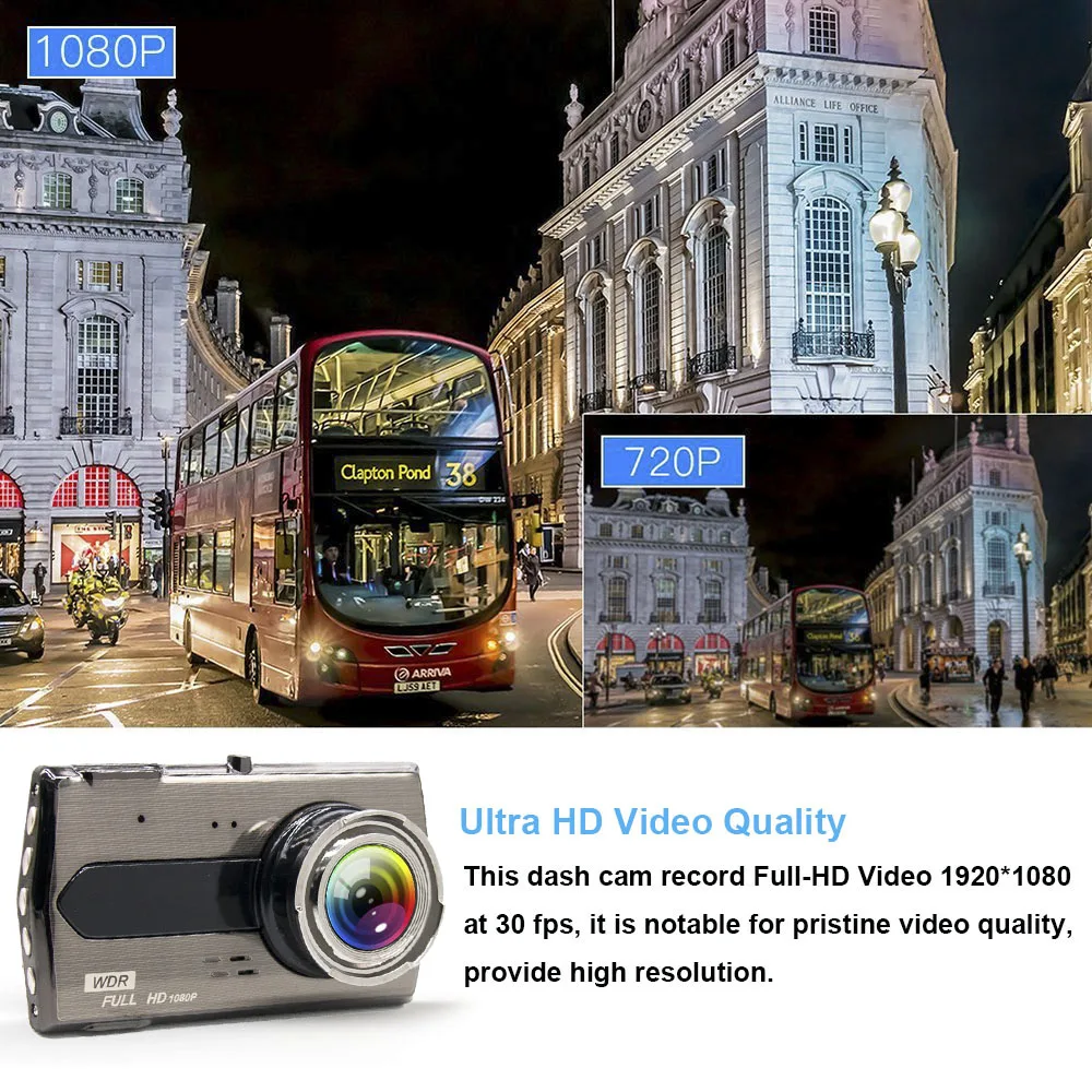 HGDO 4,0 "ips dvr камера двойной объектив регистраторы FHD 1080P с заднего вида Авто регистратор цифрового видео регистраторы видеокамера