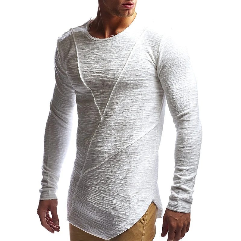 New fashion men s T shirt 2018 autumn and winter long sleeved solid color T shirt