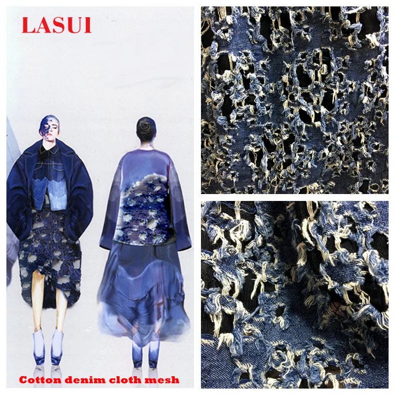 LASUI 2017 Новый продукт 3 ярда = 1 лот хлопчатобумажная джинсовая вышивка сетчатая