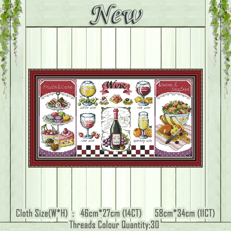 

Red wine and desserts paintings counted printed on the canvas DMC 11CT 14CT kits chinese Cross Stitch embroidery needlework Sets