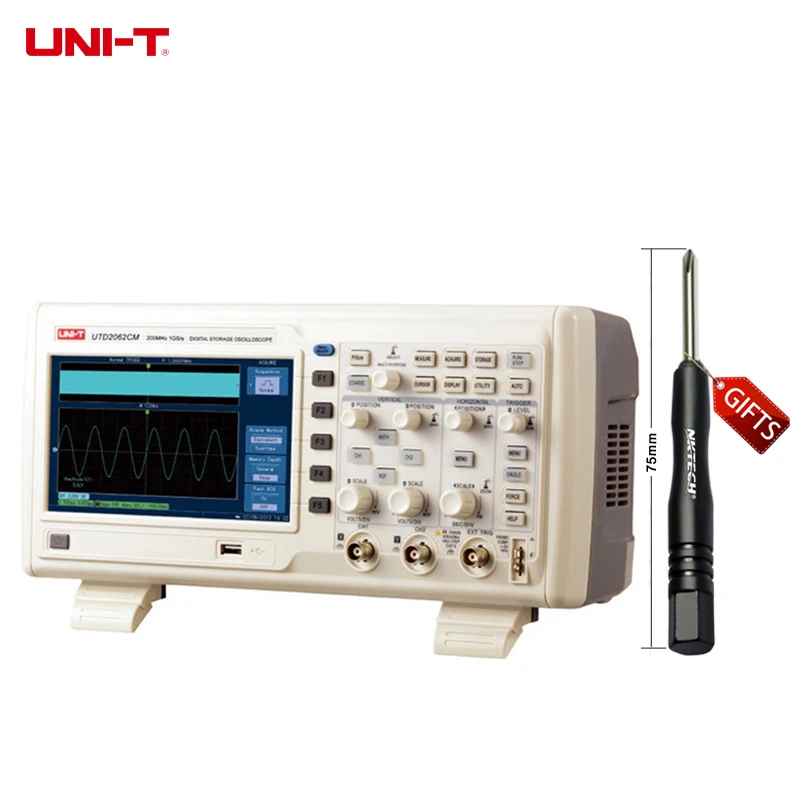 

DHL Free Shipping UNI-T UTD2202CM 200MHz 1GS/s 2Channels Desktop Digital Oscilloscopes