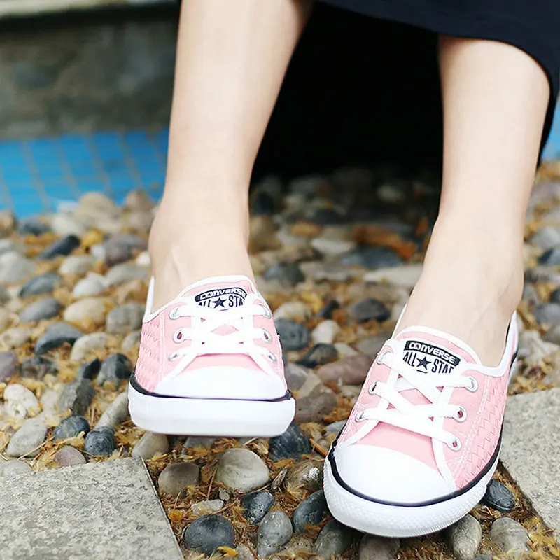 جديد الأصلي Converse كل نجم رقيقة وحيد المنسوجة أنماط النساء رياضية ضوء شعبية الصيف قماش التزلج أحذية 552910C